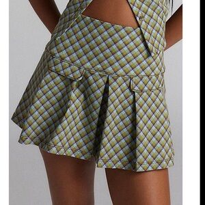 NWT UO Kimchi Blue Raquel Pleated Mini Skirt , Size Small Plaid, Green/Blue Y2K